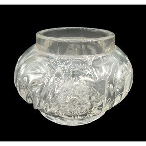 Dresser Powder Jar Glass Antique No Lid Swirl Vanity Boudoir 1940s Puff Box